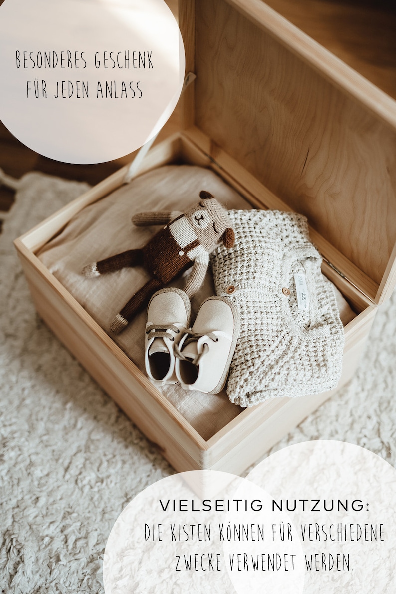 Personalisierte Holzkiste WILDBLUMEN Erinnerungskisten Holz graviert Erinnerungsbox Geburtsgeschenk Baby image 4