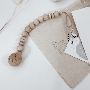 Cadena chupete para nacimiento, personalizable, regalo nacimiento bebe, regalo bebe, porta chupete, sostenibilidad, regalo para nacimiento