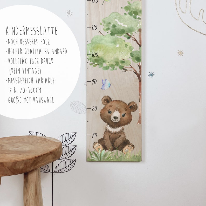 Kinder MesslatteWOOD & friends Messleiste aus Holz, Kinderzimmer Wanddekoration image 2