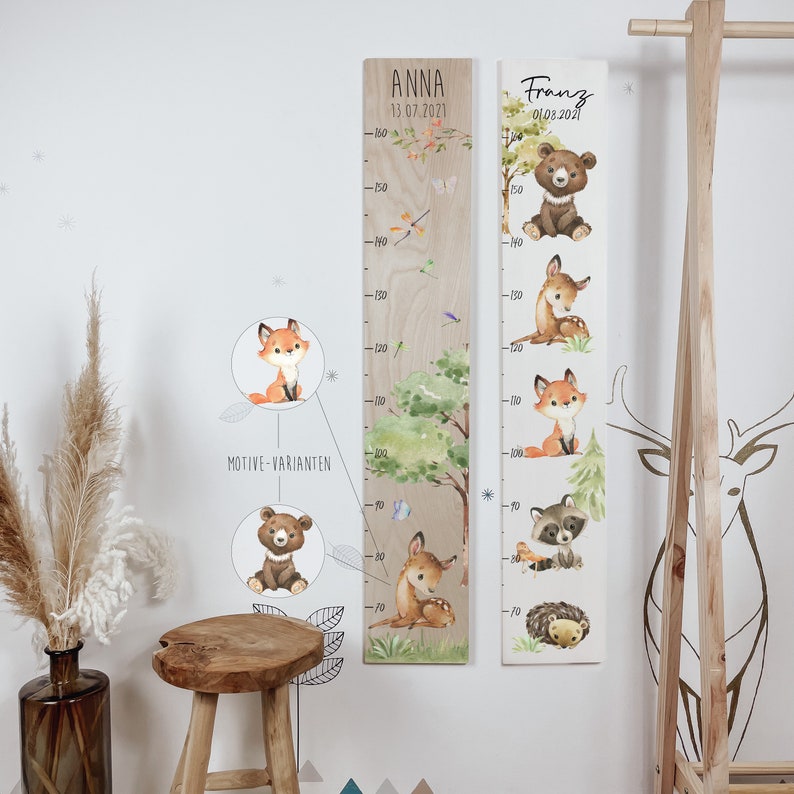 Kinder MesslatteWOOD & friends Messleiste aus Holz, Kinderzimmer Wanddekoration image 1