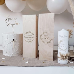 Caja de madera personalizada para velas de bautizo, caja de regalo con grabado, ideal como caja para velas, regalo para bautizo, confirmación, comunión o cápsula del tiempo. imagen 2