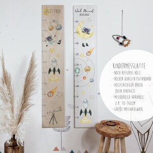 Tabela de Altura de Espaço Personalizada – Presente para Nascimento e Batismo | Barra de medição de madeira para crianças | Decoração de quarto infantil para astronautas