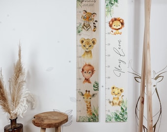 Kinder Messlatte Dschungel Safari - Messleiste Holz, Wanddekoration Kinderzimmer Kindermesslatte
