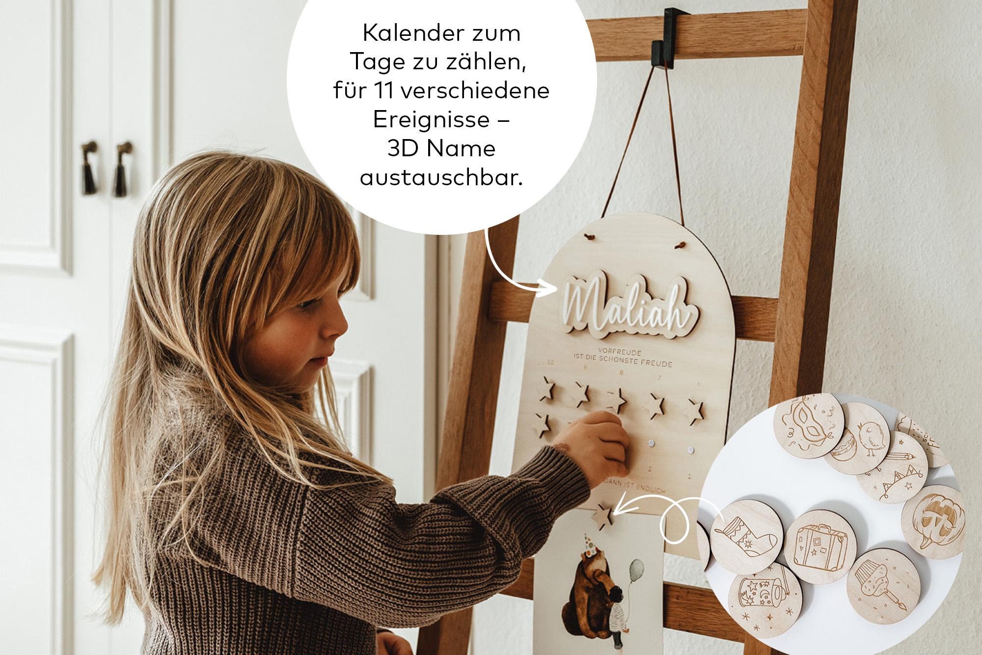 Countdown calendar, Montessori educational toy, counting days, personalized calendar, birthday gift, gift for children, counting