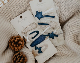 Kinderhaarspangen Weihnachten, Christmas Sparkle | Navy und Glitzer | Haarschmuck | Haarclips Baby, Haaraccessoires Kinder