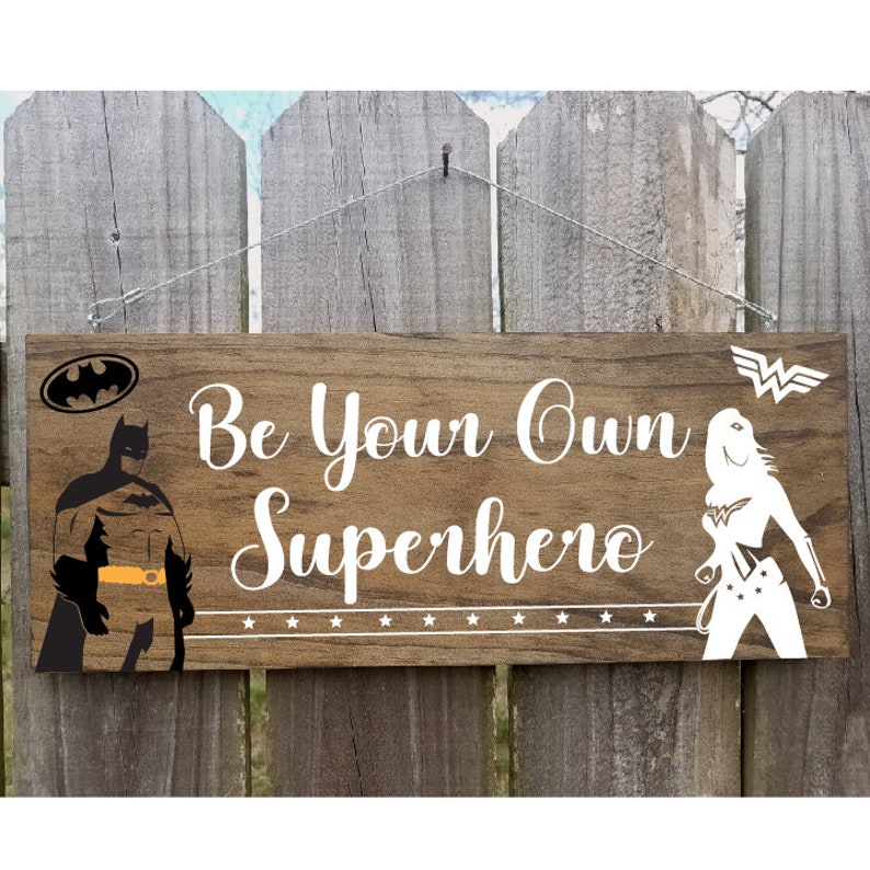 Batman and Wonder Woman Theme Sign Superhero Sign Mr. & Mrs. image 0