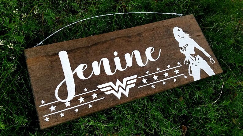 Personalized Wonder Woman Wood Sign Wooden Laser Engraved image 0