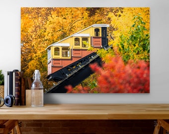 Monongahela Incline and Colorful Fall Foliage in Pittsburgh, PA