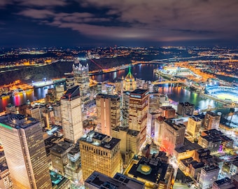 Photo of the Pittsburgh Skyline Shot from the Roof of the U.S. Steel Tower