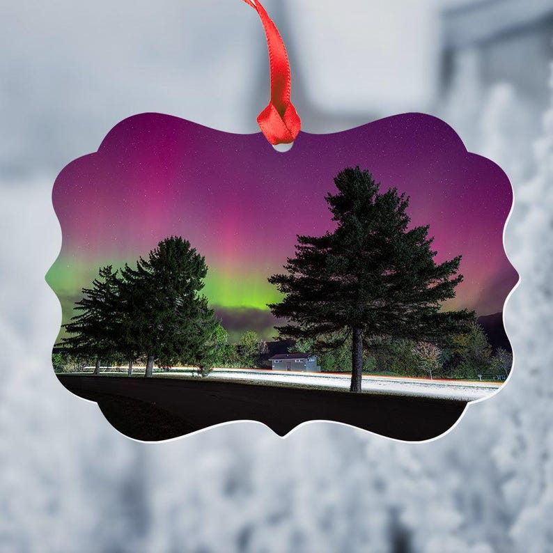 Northern Lights Metal Christmas Ornament Etsy