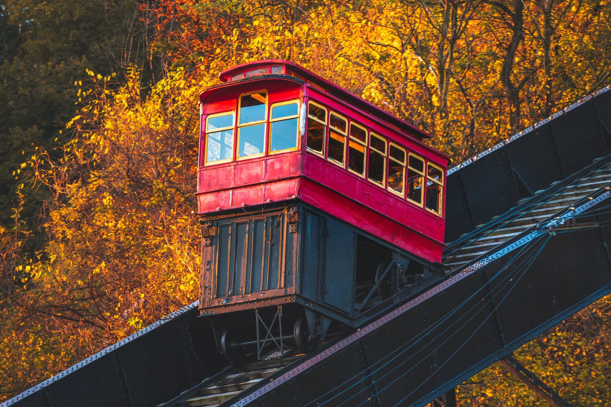 Photo of the Duquesne Incline with Fall Colors in Pittsburgh PA