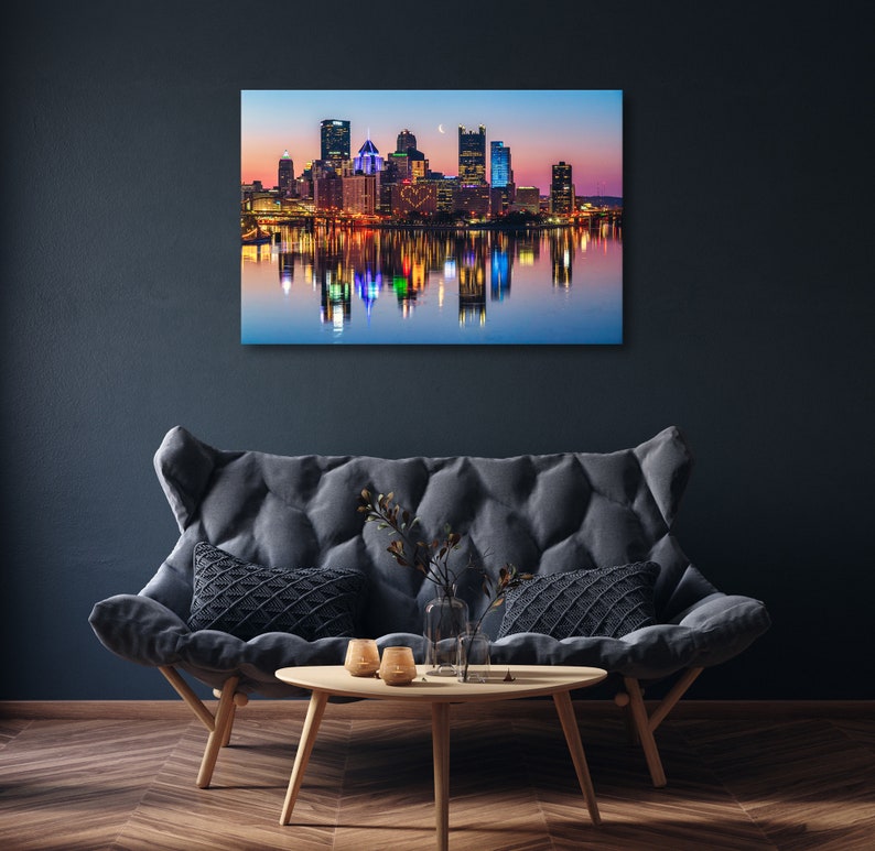 Pittsburgh Skyline Photo With Crescent Moon and Heart - Etsy