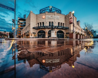 PNC Park Photo - PNC Park Puddle Reflections - Pittsburgh Photo Print - Available on Metal, Canvas, & Kodak Paper