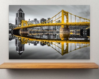 Pittsburgh Photo - Clemente Bridge Reflecting in the Allegheny River