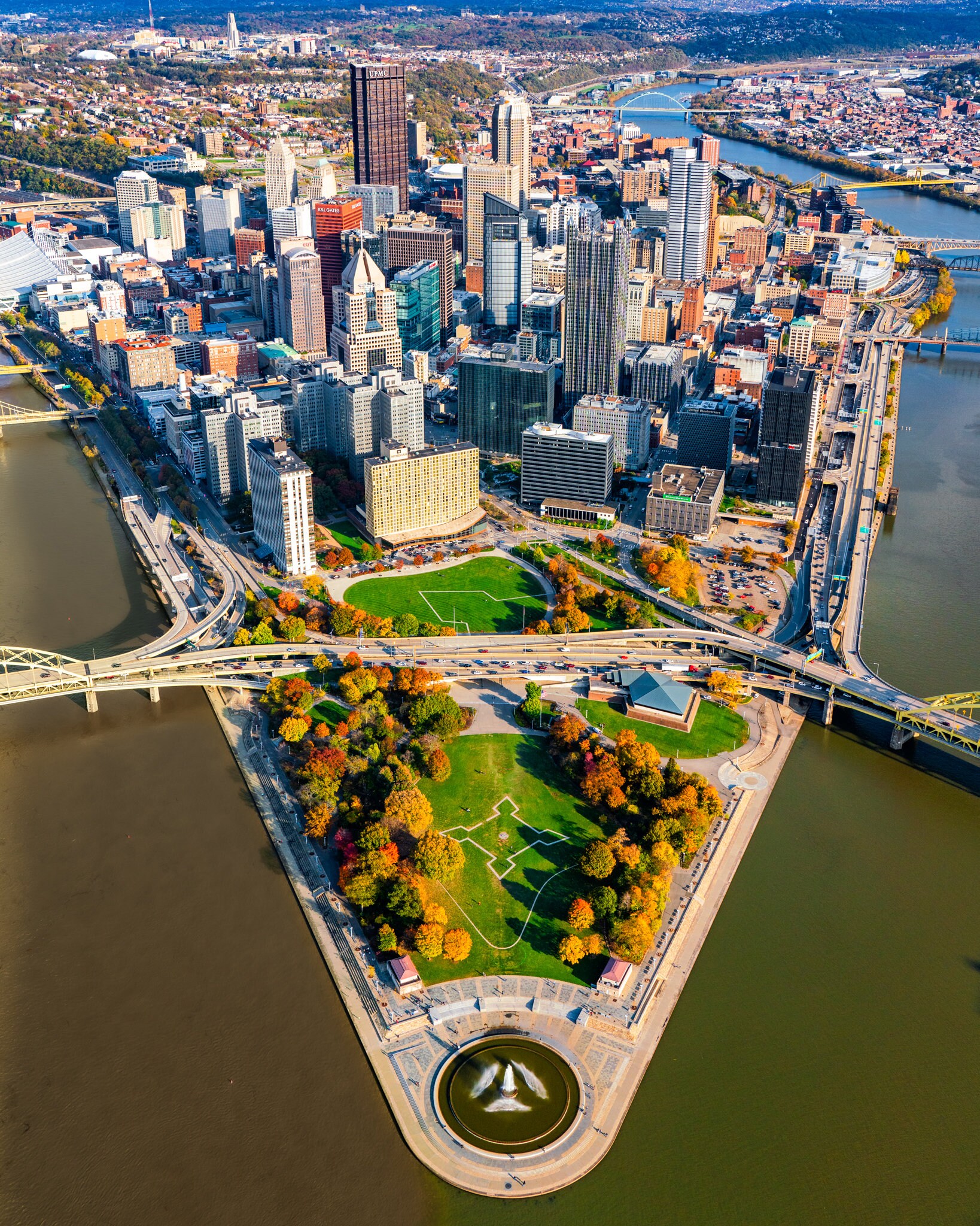 Pittsburgh and Point State Park with Fall Colors