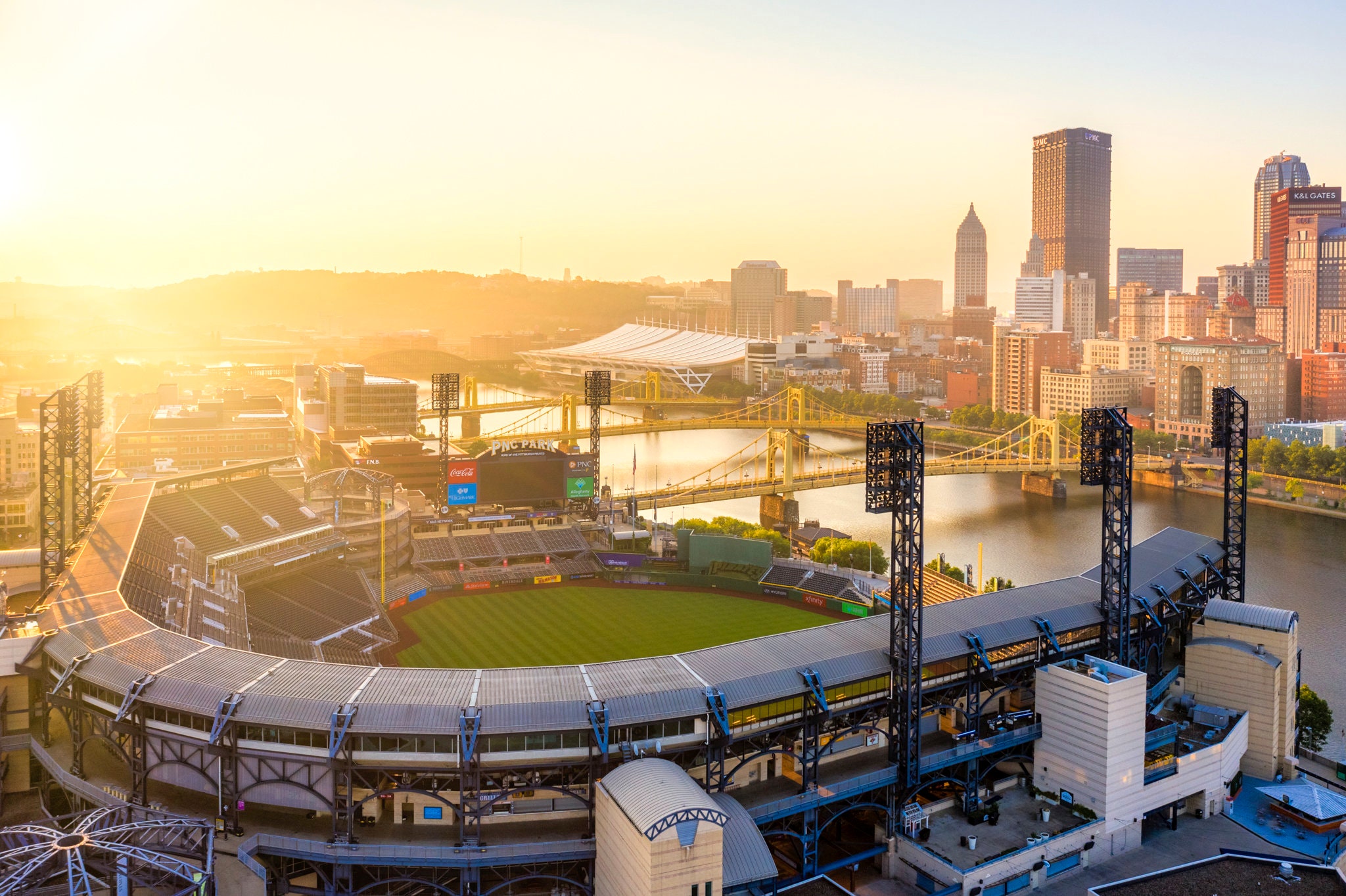 PNC Park and Pittsburgh Skyline Sunrise Photo - Pittsburgh Pirates, MLB  Baseball Stadium, Pittsburgh Art