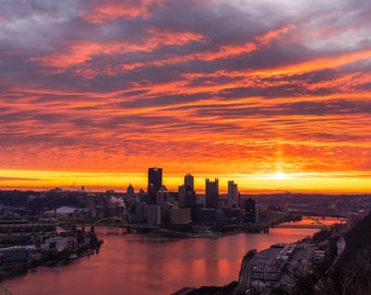 Photo of Pittsburgh During a Vibrant Sunrise