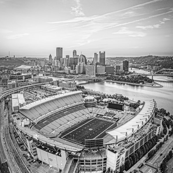 Black and White Photo of Heinz Field (Acrisure Stadium) in Pittsburgh