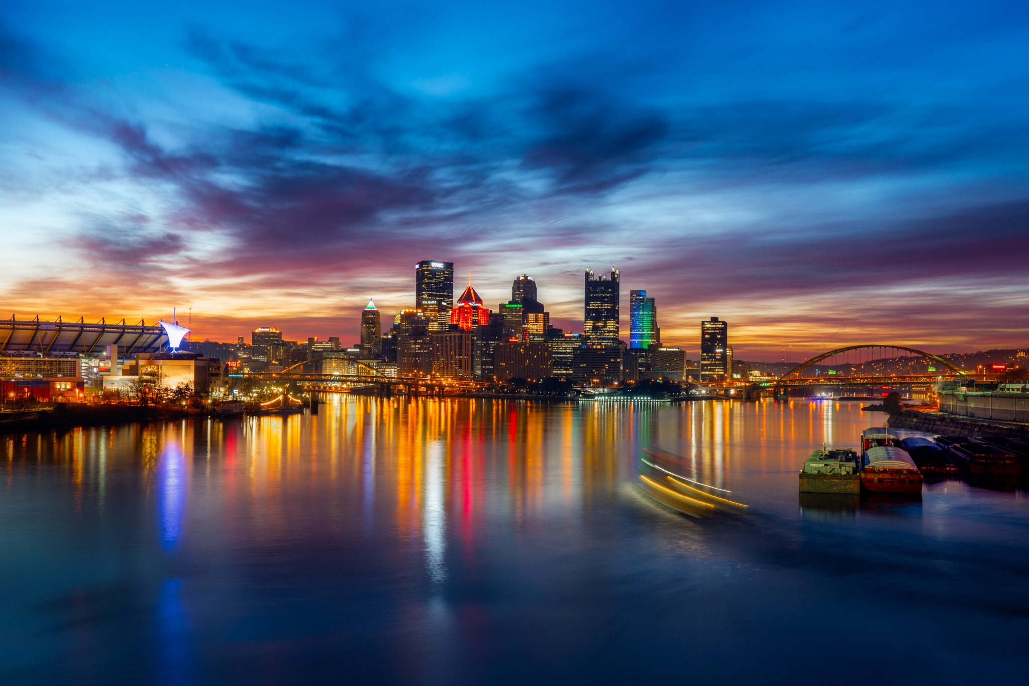 Pittsburgh Skyline Photo Vibrant Colors of Pittsburgh Wall  Etsy