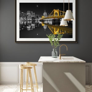 Photo of the Pittsburgh Skyline with Reflections Black and Gold Version image 5