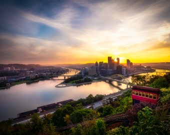 Pittsburgh Skyline Photo - Pittsburgh and the Incline  - Pittsburgh Art Photo - Pittsburgh Prints - Pittsburgh Metal Prints
