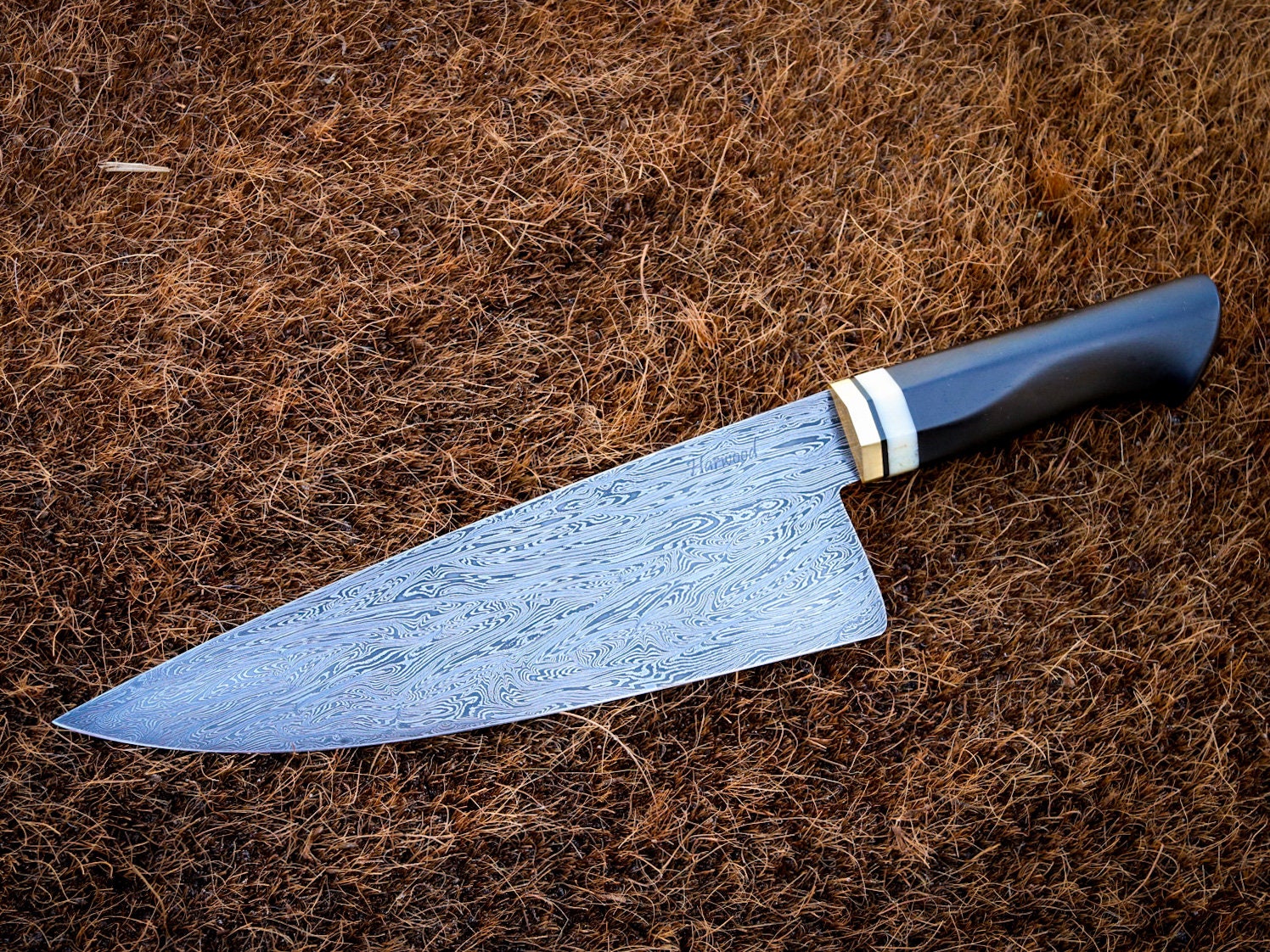 8 Damascus Sgrind Chefs Knife Etsy