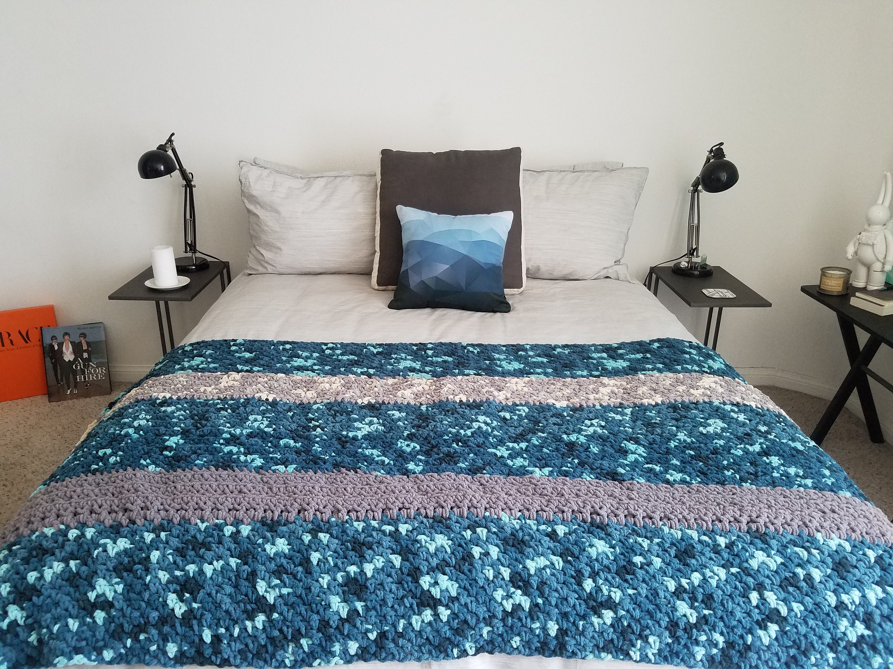 Super Chunky Hand Crochet Blanket 20002BL Etsy