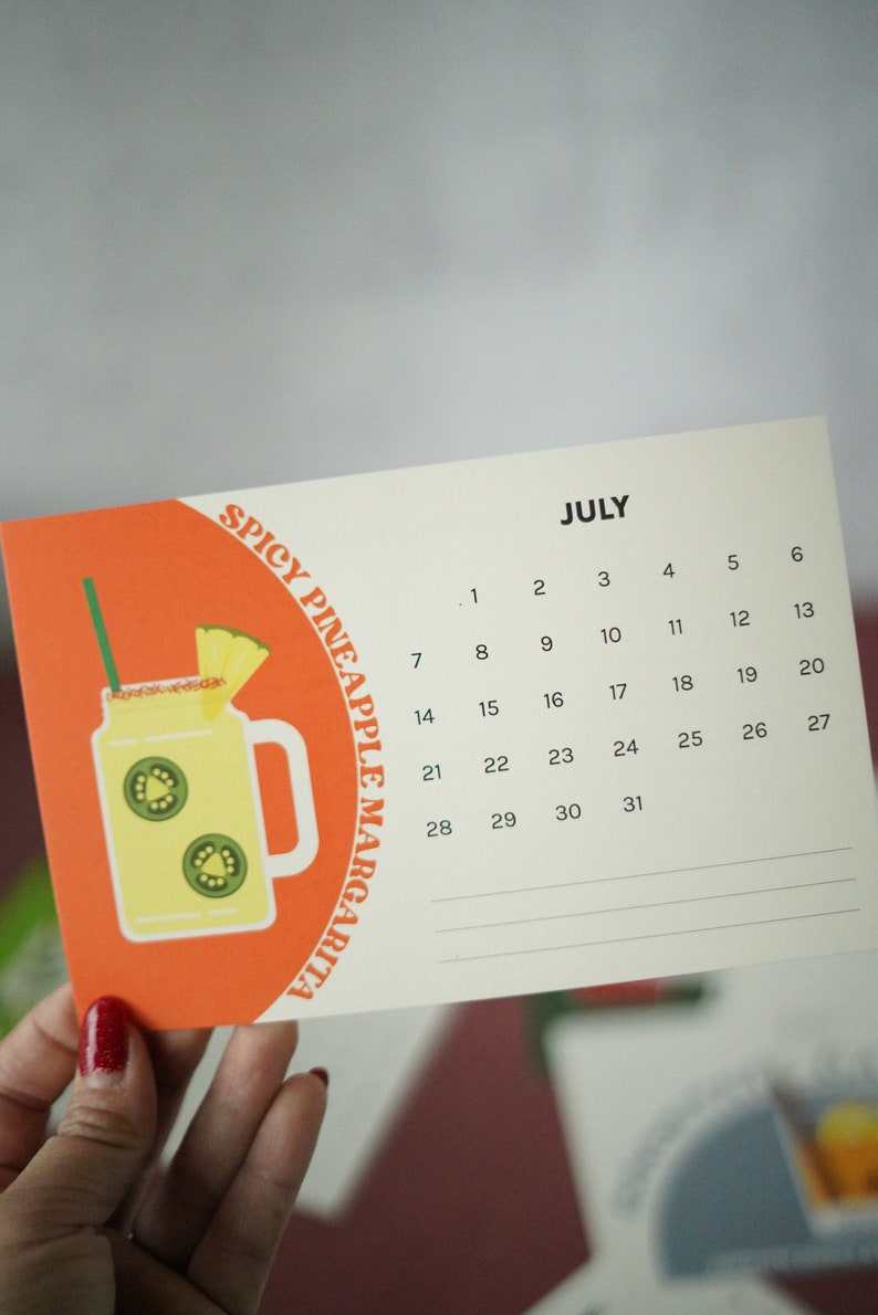2024 Cocktail Calendar 4.5x7 Recipe Calendar With Clip Etsy