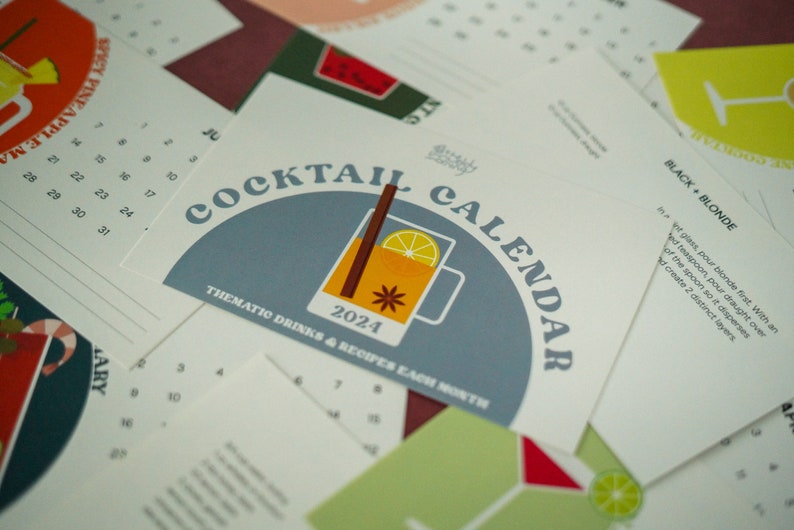 2024 Cocktail Calendar 4.5x7 Recipe Calendar With Clip Etsy