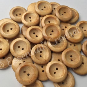 Rustic Wooden Buttons, 2 Hole Dark Rim Olive Wood, 7 Sizes, Pack of 6 to 12  