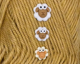 6 Shelby the Sheep Buttons in 3 Sizes - Betsy Bear & Friends Collection, Unique, Designer, Original, Novelty, Ultra Cute, Washable