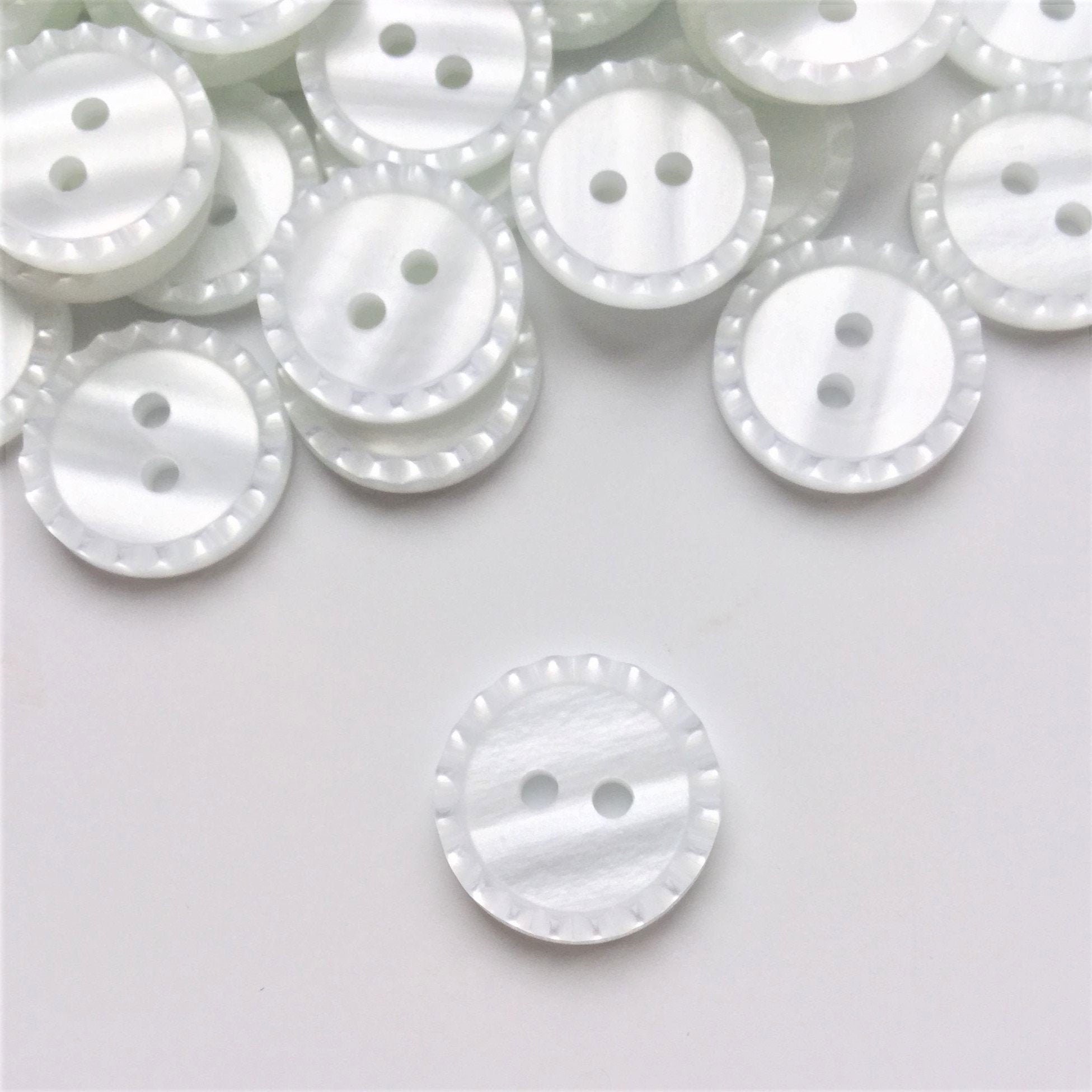 10 Bead Edged Buttons 11mm Blue or White Size 18L Etsy
