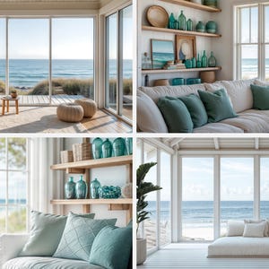 4er Set Zoom Hintergründe | Sommer Vibe Strandbüro | Virtuelles Büro des Ozeans für die Arbeit von zu Hause aus | Teams Meeting Kulissen Digitaler Download