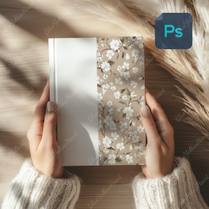Hardcover Journal Mockup, Notebook Mock-up, 6x8 Simple Book Cover Template Smart Object PSD, Custom Journal Cover Template