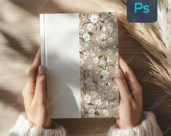 Hardcover Journal Mockup, Notebook Mock-up, 6x8 Simple Book Cover Template Smart Object PSD, Custom Journal Cover Template