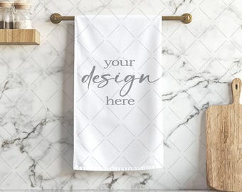 White Kitchen Towel Mockup, White Tea Towel Mockup, Kitchen Hand Towel Mock-Up, Rustic Tea Towel Mockup, Blank Linen Kitchen Towel