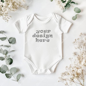 Infant Bodysuit Mockup, White Baby Bodysuit Mockup, Onesize Mockup Baby bodysuit, Bodysuit mock up, Baby Clothing Photography