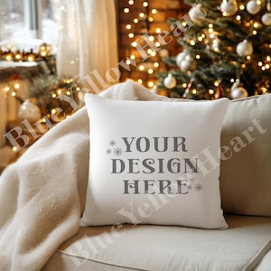 Throw Pillow Mock up, Decorative Pillow Mockup, Blank Mock-up Rustic Holiday Christmas Theme, Pillow Mockup Product, Mocks JPG