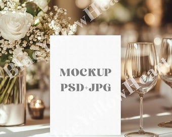 Wedding Invitation Mockup 5x7, Birthday Invite Card Mock-up, Greeting Card Mockup, Baby Shower mockup PSD, Boho Greeting Card Mock up