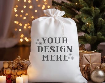 Santa Sack Mockup, Mock Up Festive Gift, Christmas Canvas Bag Santa Bag, Christmas Presents Bag, Christmas Gift Bag Mock-up