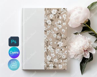 Hardcover Journal Mockup, Notebook Mockup Canva, 6x8 einfaches Buch Cover Vorlage Smart Objekt PSD, Printblech Mockups