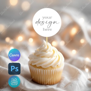 Cupcake Topper Mockup, Cupcake Toppers Vuoti, Cake Topper Mock-up JPG e PSD, Modello Cupcake Topper, Decorazione Cupcake, Torta Di Compleanno Mock