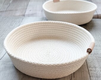 Cotton Rope Baskets Set of 2pcs, Storage Basket, Round Cotton Rope Basket for Stylish Organization, Handmade Basket, Natural Color