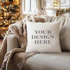 Throw Pillow Mock up, Decorative Pillow Mockup, Blank Mock-up Rustic Holiday Christmas Theme, Pillow Mockup Product, Mocks JPG