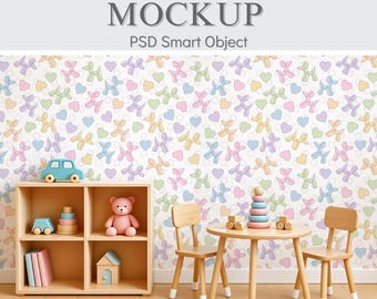 Nursery Wallpaper Mockup, Baby Room PSD Wall Mockup, Kids bedroom Mocks, Crib & Wallpaper Mockup, Interior Wall Mock-ups, Wall Decal Mock up