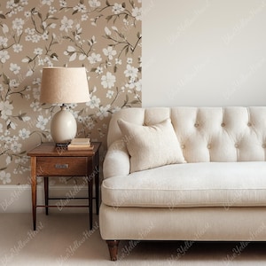 Living Room Wallpaper Mockup | PSD Smart Object Wall Mockup | Blank Wall Mural Mockup for Interior Design & Wall Decal Display