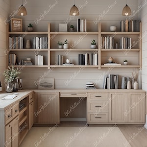 Home Office Zoom Background, Virtual Modern Office Digital Backdrop, Professional Zoom Background, Work from Home Virtual Office Background