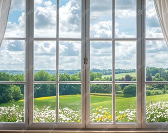 Home Office Zoom Background, Virtual Zoom Backdrop, Springtime Window View, Background for Online Meetings & Work from Home