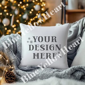 Throw Pillow Mock up, Decorative Pillow Mockup, Blank Mock-up Rustic Holiday Christmas Theme, Pillow Mockup Product, Mocks JPG