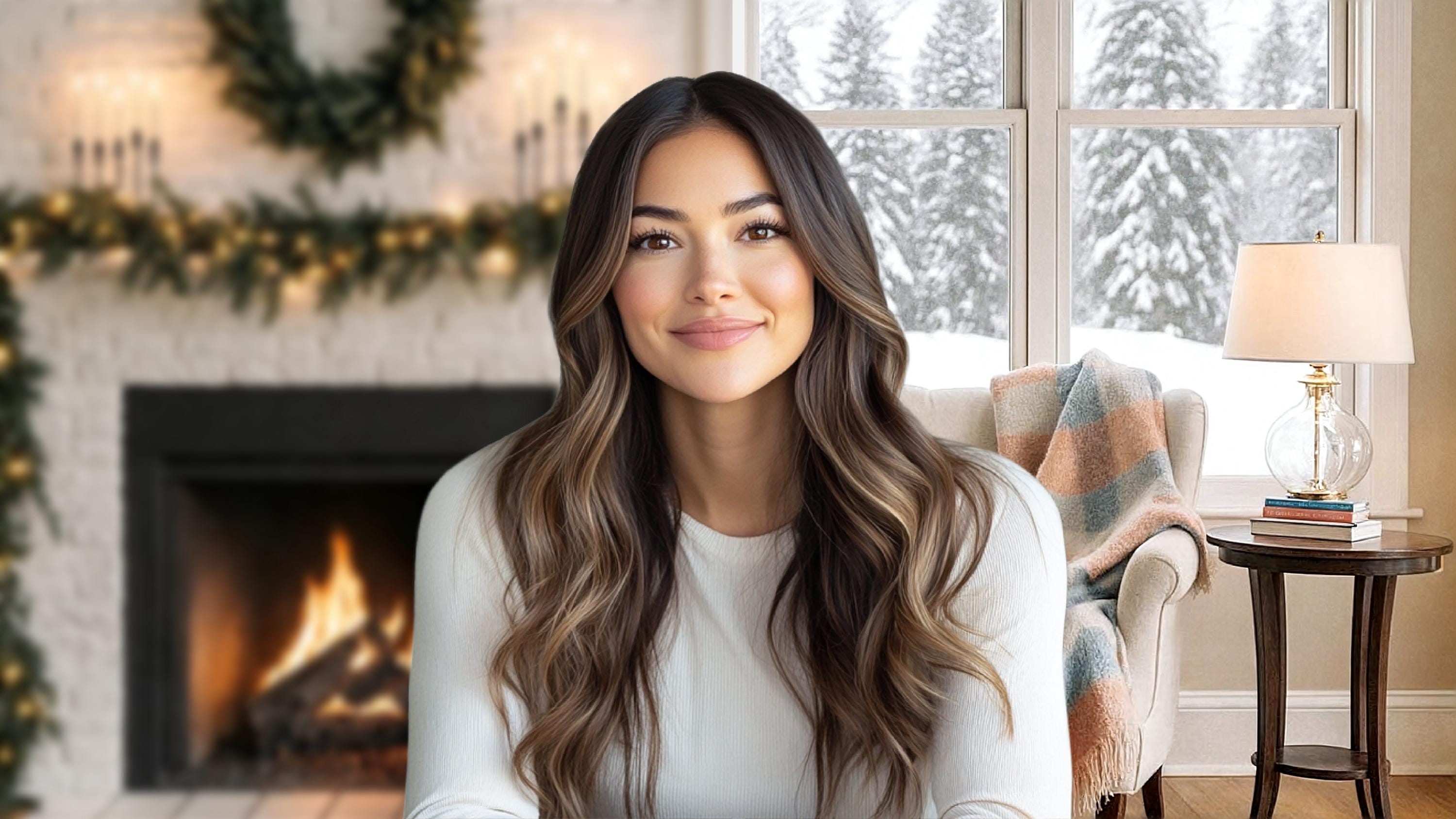 Christmas Zoom Backgrounds, Winter Cozy Home Office Digital Backdrop ...